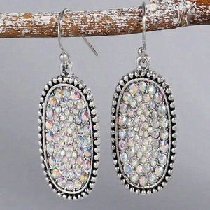 NEW Bohemian Style Oval Earrings Fashion Jewelry Dangle Silver Tone Zinc Alloy